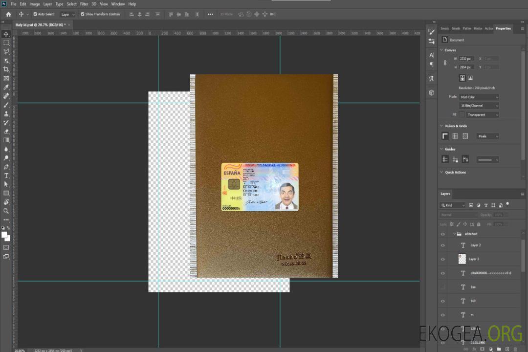 Carte d'identité Espagne (2016 – présent) photolook AVANT template
